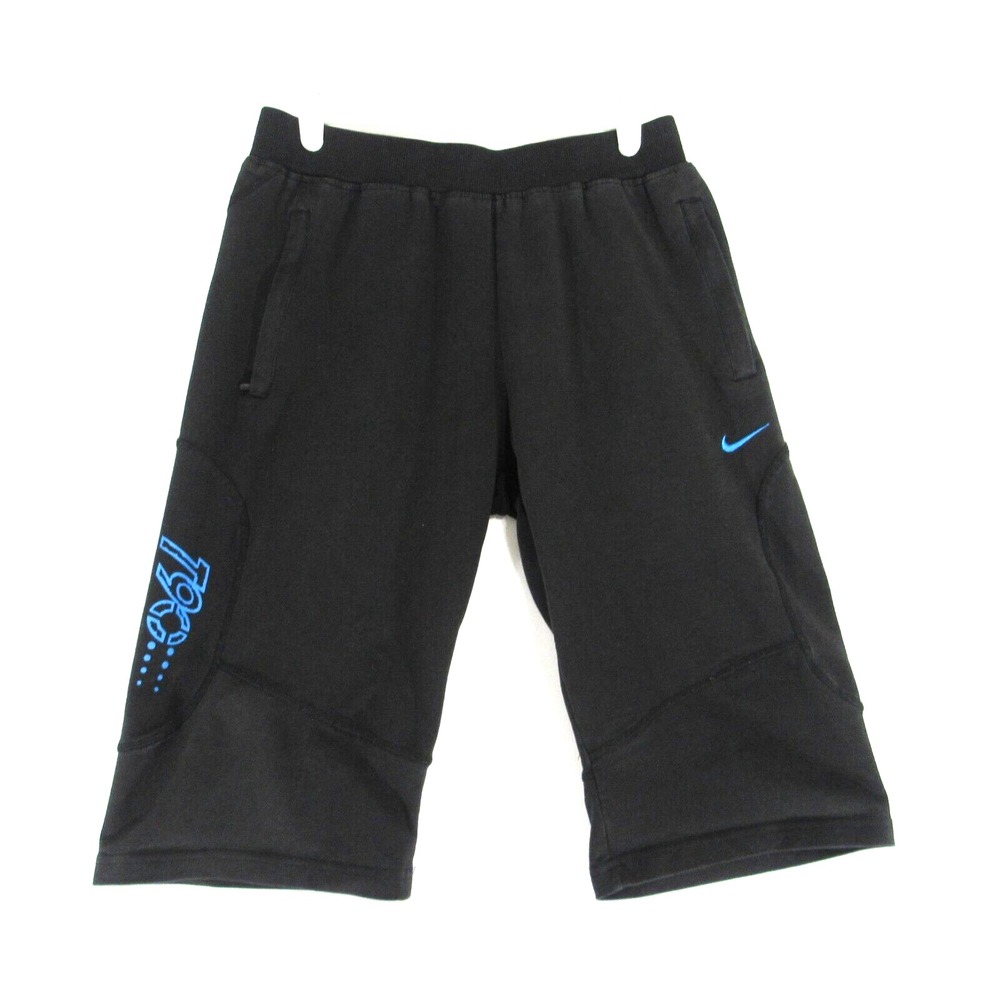 Nike Shorts Youth Kids‎ Large Swoosh Black Vintage 00's Long Zip Pockets T90